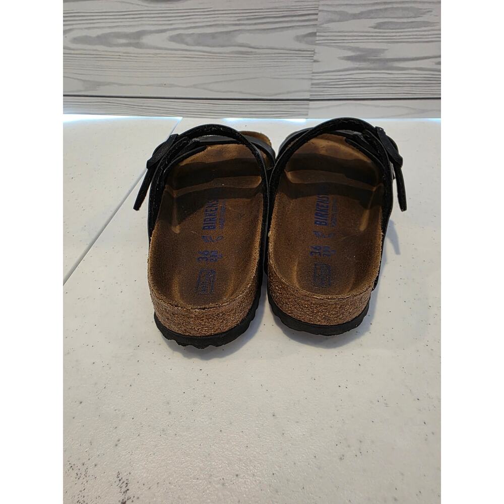 Birkenstock Arizona Sandals Womens  Black Soft  Footbed Size 6 - Picture 4 of 8